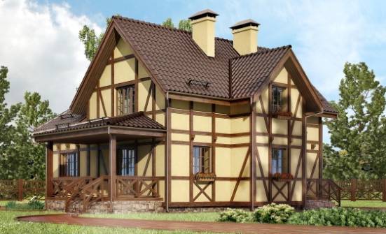 160-003-П Проект двухэтажного дома с мансардой, бюджетный дом из теплоблока Поронайск | Проекты домов от House Expert