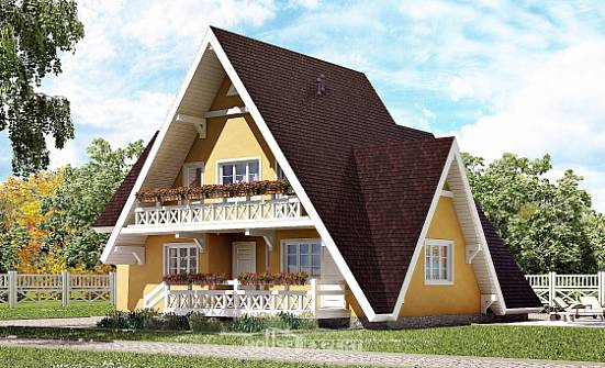 155-008-П Проект двухэтажного дома мансардой, экономичный дом из бревен Южно-Сахалинск | Проекты домов от House Expert