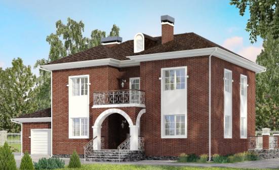 180-006-Л Проект двухэтажного дома и гаражом, классический дом из кирпича Оха | Проекты домов от House Expert