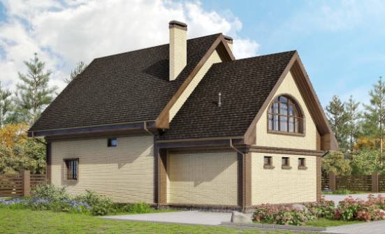 185-003-Л Проект двухэтажного дома с мансардой, гараж, средний домик из газобетона Поронайск | Проекты домов от House Expert