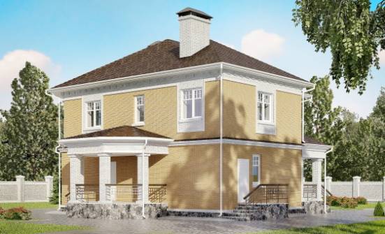 160-001-Л Проект двухэтажного дома, скромный загородный дом из блока Невельск | Проекты домов от House Expert
