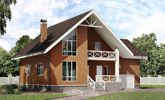 215-001-П Проект двухэтажного дома мансардой и гаражом, простой загородный дом из пеноблока Оха | Проекты домов от House Expert
