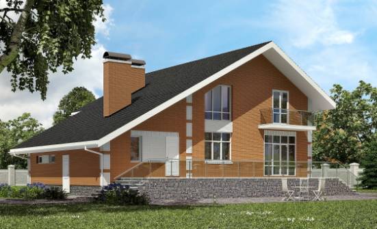 190-006-П Проект двухэтажного дома мансардой и гаражом, уютный коттедж из бризолита Невельск | Проекты домов от House Expert