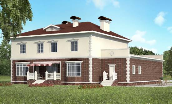 380-001-Л Проект двухэтажного дома и гаражом, уютный коттедж из кирпича Холмск | Проекты домов от House Expert