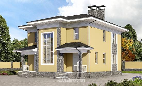 155-011-Л Проект двухэтажного дома, небольшой дом из теплоблока Оха | Проекты домов от House Expert