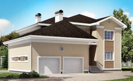 335-001-Л Проект двухэтажного дома и гаражом, уютный дом из кирпича Оха | Проекты домов от House Expert