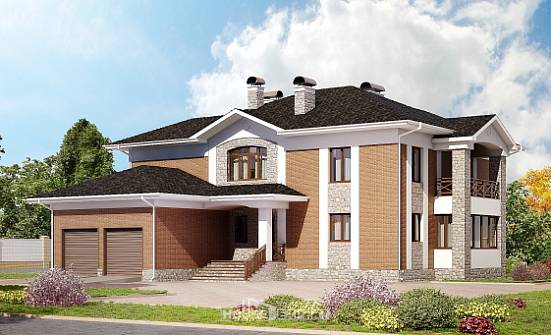 520-002-Л Проект трехэтажного дома и гаражом, современный домик из блока Оха | Проекты домов от House Expert