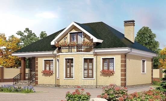 150-013-Л Проект двухэтажного дома с мансардой, компактный домик из кирпича Поронайск | Проекты домов от House Expert