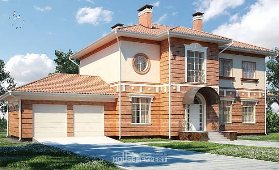 285-001-Л Проект двухэтажного дома и гаражом, уютный коттедж из кирпича Невельск | Проекты домов от House Expert