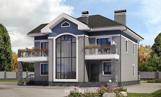 200-006-Л Проект двухэтажного дома, красивый коттедж из кирпича Поронайск | Проекты домов от House Expert