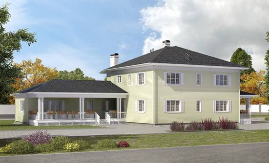 410-002-Л Проект двухэтажного дома и гаражом, современный коттедж из арболита Поронайск | Проекты домов от House Expert