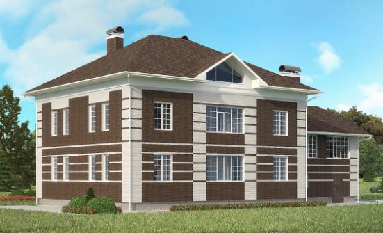 505-002-Л Проект трехэтажного дома и гаражом, просторный дом из кирпича Оха | Проекты домов от House Expert