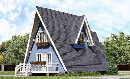 100-002-П Проект двухэтажного дома с мансардой, уютный дом из бревен Поронайск | Проекты домов от House Expert
