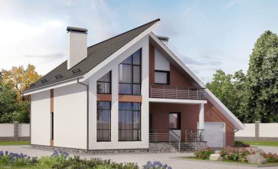 200-007-П Проект двухэтажного дома мансардой и гаражом, классический домик из блока Южно-Сахалинск | Проекты домов от House Expert