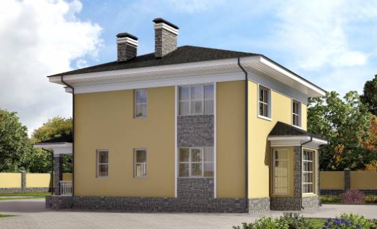 155-011-Л Проект двухэтажного дома, небольшой дом из теплоблока Оха | Проекты домов от House Expert