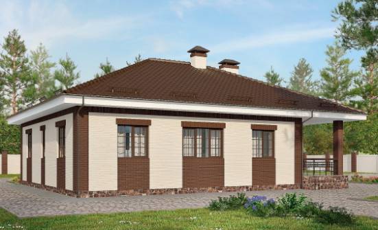 160-015-П Проект одноэтажного дома и гаражом, классический домик из керамзитобетонных блоков Невельск | Проекты домов от House Expert