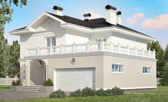 340-002-П Проект двухэтажного дома и гаражом, классический домик из кирпича Поронайск | Проекты домов от House Expert