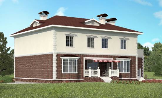 380-001-Л Проект двухэтажного дома и гаражом, уютный коттедж из кирпича Холмск | Проекты домов от House Expert