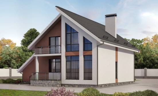 200-007-П Проект двухэтажного дома мансардой и гаражом, классический домик из блока Южно-Сахалинск | Проекты домов от House Expert