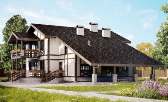 250-002-Л Проект двухэтажного дома мансардный этаж и гаражом, простой домик из кирпича Поронайск | Проекты домов от House Expert