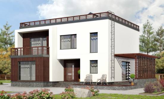 215-002-П Проект двухэтажного дома, современный загородный дом из пеноблока Холмск | Проекты домов от House Expert