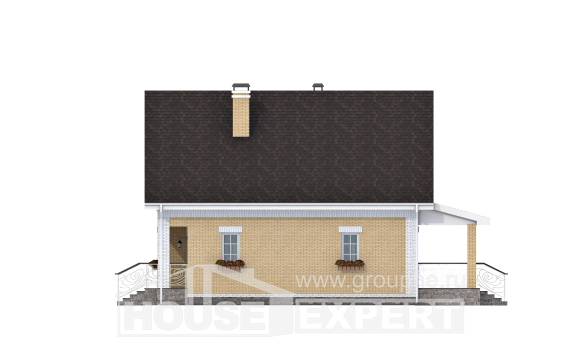 130-004-П Проект двухэтажного дома с мансардой, скромный домик из теплоблока Оха, House Expert