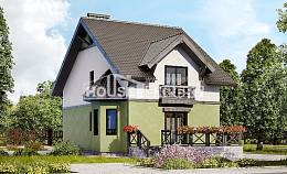 120-003-П Проект двухэтажного дома с мансардой, бюджетный загородный дом из блока Невельск, House Expert