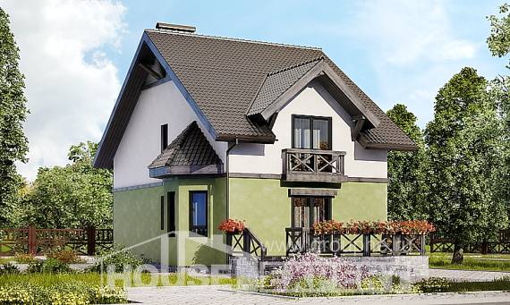 120-003-П Проект двухэтажного дома с мансардой, бюджетный загородный дом из блока Невельск, House Expert