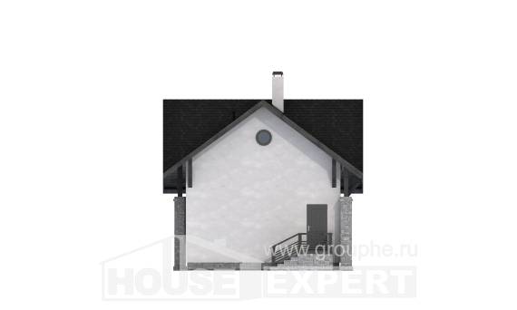 060-001-П Проект двухэтажного дома мансардой и гаражом, компактный загородный дом из поризованных блоков, Южно-Сахалинск