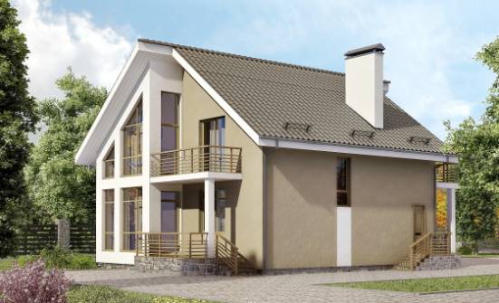 170-006-Л Проект двухэтажного дома с мансардным этажом, небольшой загородный дом из арболита, Поронайск