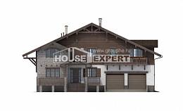 440-001-П Проект трехэтажного дома с мансардой, гараж, огромный коттедж из кирпича Холмск, House Expert