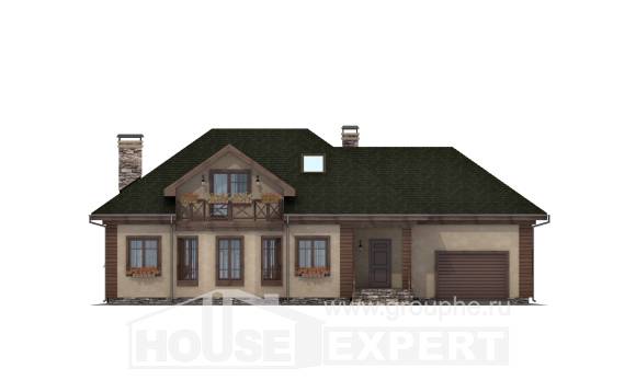 180-010-П Проект двухэтажного дома с мансардой и гаражом, простой дом из керамзитобетонных блоков Холмск, House Expert