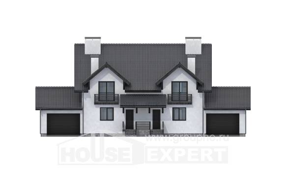 290-003-П Проект двухэтажного дома с мансардным этажом, просторный загородный дом из бризолита Южно-Сахалинск, House Expert