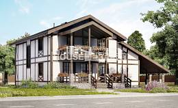 250-002-Л Проект двухэтажного дома с мансардным этажом, гараж, классический домик из кирпича Оха, House Expert
