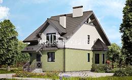120-003-П Проект двухэтажного дома мансардный этаж, компактный загородный дом из пеноблока Южно-Сахалинск, House Expert