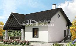 060-001-П Проект двухэтажного дома мансардой и гаражом, эконом коттедж из теплоблока Невельск, House Expert