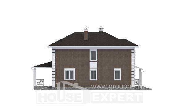 185-002-П Проект двухэтажного дома, скромный коттедж из теплоблока Оха, House Expert