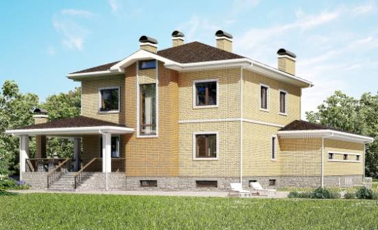350-002-Л Проект трехэтажного дома и гаражом, уютный домик из кирпича, Южно-Сахалинск