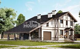250-002-Л Проект двухэтажного дома мансардный этаж и гаражом, классический загородный дом из кирпича Невельск, House Expert