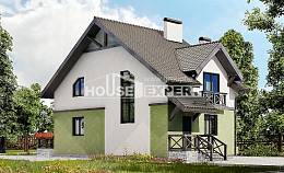 120-003-П Проект двухэтажного дома мансардой, скромный домик из блока Невельск, House Expert