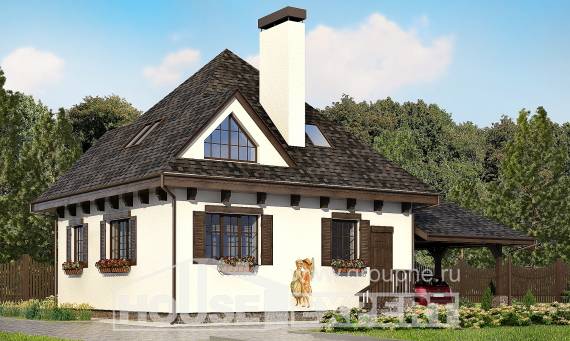 110-002-Л Проект двухэтажного дома с мансардой, гараж, небольшой коттедж из бризолита Южно-Сахалинск, House Expert