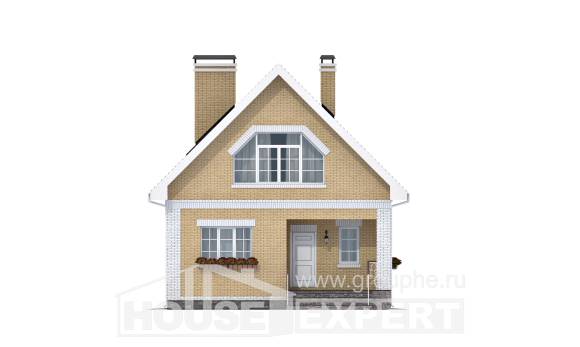 130-004-П Проект двухэтажного дома мансардный этаж, компактный домик из газосиликатных блоков Южно-Сахалинск, House Expert