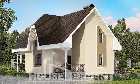 125-001-Л Проект двухэтажного дома мансардой, классический домик из твинблока Невельск, House Expert