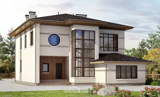 345-001-П Проект двухэтажного дома, современный дом из теплоблока Оха | Проекты домов от House Expert