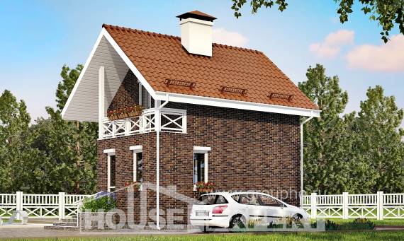 045-001-Л Проект двухэтажного дома с мансардой, экономичный дом из поризованных блоков Оха, House Expert