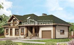 180-010-П Проект двухэтажного дома мансардой, гараж, уютный дом из арболита Холмск, House Expert