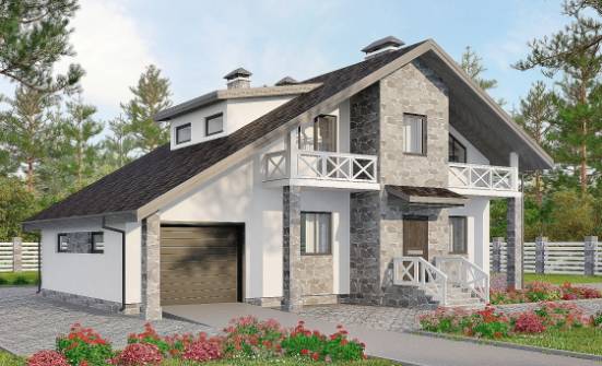 180-017-Л Проект двухэтажного дома с мансардой, гараж, простой дом из блока, Южно-Сахалинск