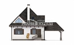 110-002-Л Проект двухэтажного дома с мансардой, гараж, уютный загородный дом из блока Невельск, House Expert