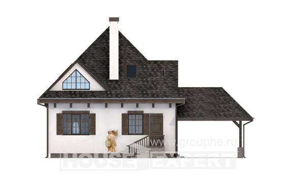 110-002-Л Проект двухэтажного дома с мансардой, гараж, уютный загородный дом из блока Невельск, House Expert
