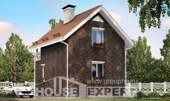 045-001-Л Проект двухэтажного дома мансардой, крохотный домик из пеноблока Невельск, House Expert